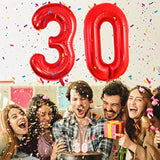40" Red 30 Number Foil Balloon for 30th Birthday Party Decorations
