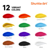 Acrylic Paint, 12 Colors Acrylic Paint Large Bottle Set, 473Ml/16Oz Each, Rich Pigments, High Viscosity, Bulk For Artists, Beginners And Kids On Rocks Crafts Canvas Wood