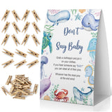 Don'T Say Baby Baby Shower Game, Under The Sea Baby Shower Decoration, Ocean Don'T Say Baby Sign, Fun Baby Shower Games, Clothespins For Baby Shower-Dsba02