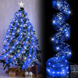 Christmas Ribbon With Lights 2 Inch X 66Ft 100 Led Christmas Tree Ribbon Decorations Battery Operated Fairy String Light