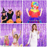 4 Pack Purple Streamers Backdrop Shiny Tinsel Foil Fringe Curtain Metallic Party Decorations Purple Backdrop Door Streamers Birthday Wedding Christmas New Year Graduation Halloween Bachelorette Decor