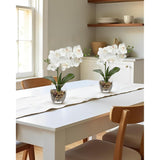 White Orchids Artificial Flowers With Vase, Small Faux Orchid Arrangement Set Of 2 Fake Flowers In Glass Vases Small White Centerpieces For Kitchen Dining Room Tables Bathroom Nightstand Shelf Decor