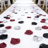 900 Pcs Burgundy Black Silver Rose Petals For Romantic Night - Maroon Artificial Silk Flower Petals For Wedding Aisle Decor, Flower Girl Scatters, Anniversary, Bridal Shower & Table Centerpieces