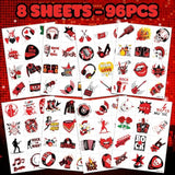 96 Pcs Born To Rock And Roll Pre-Cut Temporary Tattoos For Kids | Super Cute Themed Birthday Party Favors, Supplies, Decorations, Music Fake Tattoo Stickers (Multiple)