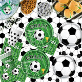 170 Pcs Soccer Party Decorations, Soccer Birthday Party Decorations - Includes Plates, Napkins, Cups, Banner, Balloons, Tablecloth, Knives, Forks For Sports Soccer Theme Party Decorations, Serve 24