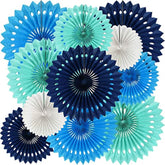 Blue White Hanging Honeycomb Round Paper Fans Decoration Kit For Baby Boy Shower 1St Birthday Navy Ocean Wedding Under The Sea Theme Photo Booth Backdrops Paper Party Supplies?11Packs?