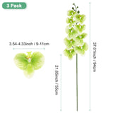 3-Pack Artificial Orchid Flowers 9 Large Petals 37 Inch Faux Phalaenopsis Silk Bouquets Real Touch Dark Green Fake Orchids For Home/Wedding/Christmas/Party/Garden Office