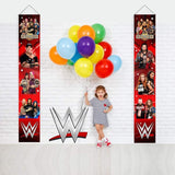 2Pcs Wrestling Birthday Porch Sign Door Hanging Banner Decorations