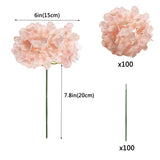 100Pcs Artificial Hydrangea Flowers, Fake Flowers Silk Hydrangea Full Flowers Heads With Stems For Wedding Home Party Shop Baby Shower Decor (Light Pink)