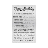 Granddaughter Birthday Card, Happy Birthday Granddaughter Gifts Ideas, Small Engraved Wallet Card