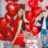 Heart Shaped Foil Balloons For Valentines Day Party Decorations - Pack