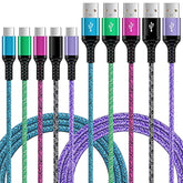Usb C Cord Fast Type C Charging Cable 6Ft 5Pack Nylon Phone Charger Cord For Samsung Galaxy A17 A16 5G A12 A32 A52 S23 S22 S21 A14 A13 S20 S10 S9 A51 A71 A20 A21 A50,Moto G Stylus Power,Lg V60 Stylo 6
