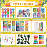 96Pcs Kids Party Favors Mini Coloring Books Crayon Slap Bracelets Stickers Set Bulk For Kids 4-8-12 Classroom Birthday Gifts Goodie Bags Pinata Stuffers School Rewards Crafts Supplies