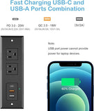 Desk Mount Power Strip 5 Outlets 8 USB Ports 4 USB C 20W Fast Charging 6FT Extension Cord Black