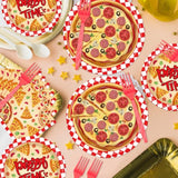 Pizza Party Supplies Set - 96PCS Disposable Tableware for 24 Guests