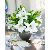 9Pcs Artificial Lily Flowers Faux Bouquets Tiger Lilies Flowers For Home Wedding Arrangement Easter Decor White S