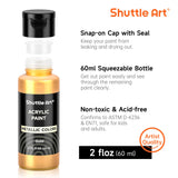 Metallic Acrylic Paint Set, 20 Colors Metallic Paint In Bottles (60Ml, 2Oz) With 10 Brushes And 1 Palette, Rich Pigments, Non-Toxic For Artists, Beginners On Rocks Crafts Canvaswood Fabric