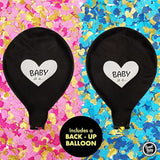 Sweet Baby Co. Jumbo 36 Inch Baby Gender Reveal Balloon | Big Black Balloons With Pink And Blue Heart Shape Confetti Packs For Boy Or Girl | Baby Shower Gender Reveal Party Supplies Decoration Kit