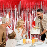 2 Pcs Red Door Streamers Tinsel Curtain Party Streamers Backdrop Fringe Foil Wall Background For Birthday Valentine'S Day Christmas Wedding Party Decoration(3.28 Ft X 6.56 Ft)