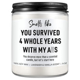4 Year Anniversary Candle For Him, Her - 4Th Anniversary, Gifts For Husband, Wife, Couple, Boyfriend, Girlfriend - Fruit & Flowers 4Th Wedding Anniv. Gifts For Men, Women