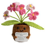 Artificial Crochet Flowers, Handmade Knit Floral Arrangements For Home Decor, Wedding Bouquet Centerpiece Gift For Mother’S Day, Birthday, Anniversary, Kitchen, Office Desk (Gradient Pink-B)