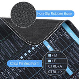 Excel Mouse Pad Shortcuts, 25X21Cm/9.8X8.26 In Excel Shortcuts Mouse Mat Anti-Slip Shortcut Keyboard Mat Excel Shortcuts Mousepad Large Mouse Pad For Office Home Desk Laptop Computer