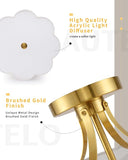 17.7 Inch Brushed Gold Semi Flush Mount Ceiling Light 3 Light Farmhouse Fixture