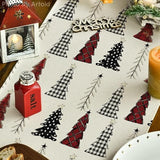 Xmas Tree Christmas Table Runner, Seasonal Winter Kitchen Dining Table Decoration For Home Party Decor 13X72 Inch