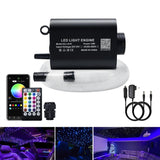 16W Starlights Headliner Kit Fiber Optic Star Lights Kit, Mixed Dia. 295Pcs(0.75+1+1.5Mm) 9.8Ft/3M Optical Fiber Strands App/Remote Control Music Activate Car Home Use Fiber Optical Lights Kit
