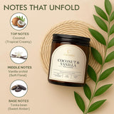 Coconut & Vanilla Scented Candle – 7 Oz | 100% Soy Wax With Cotton Wick | 50 Hour Burn | Aromatherapy Candle For Home, Stress Relief & Relaxation | Gift For Women & Men