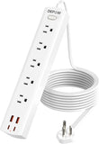 10FT Power Strip 5 Outlets 4 USB Ports 1700J Surge Protector Flat Plug White