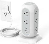 Heavy Duty Metal Power Strip 12 Outlets 15FT Extension Cord Wall Mount for Garage Workshop Office