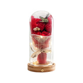 Artificial Flowers Fresh Bouquet Preserved Flowers Red Roses Glass Flower With Lighting Christmas And Birthday Gifts For Women