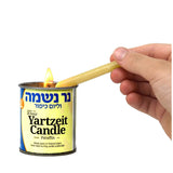 24 Hour Yartzeit Memorial Candle In Tins (6 Pack)- White Perffin Wax Candle Burning Time Aprox. 1 Day