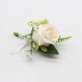 Set Of 6 Champagne Rose Boutonniere For Men Wedding, Groom And Best Man Boutonnieres With Artificial Flower For Wedding Prom Party Suit Decor (Champagne)