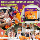 24 Pack Halloween Party Favors For Kids, 96 Pcs Luminous Tattoos & 48 Mazes Games For Halloween Goodie Bags Stuffers, Halloween Party Supplies Classroom Prizes Trick Or Treat For Kids