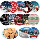 120 Pieces Christmas Paper Plates 7 Inch Santa Geometry Disposable Dessert Plates Christmas Colorful Tableware Dinnerware For Xmas Holiday Dinner Plates Party Decorations(Merry Christmas)