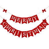 Merry Christmas Banner Xmas Burlap Bunting Garland Christmas Decorations For Fireplace Chimney Wall Tree Party Indoor Outdoor Party Office Classroom(Red)