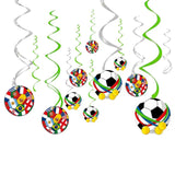 44CT Soccer Hanging Swirl for Soccer Party Supplies, Soccer Flag Hanging Swirls Theme Birthday Party Decorations