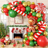 Christmas Balloon Garland Kit Gingerbread Arch Green Red Gold Candy Cane Balloons