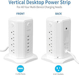 Vertical Surge Protector Tower Power Strip 8 Outlets 5 USB 15FT Cord