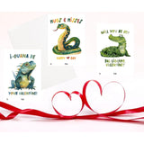 Reptile Valentine Day Classroom Sharing Cards (Set Of 24) Valentine'S Class Party Exchange - Snake Frog Alligator Lizard Turtle