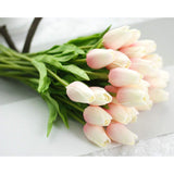 30Pcs Artificial Tulips Flowers Real Touch Pink Tulips Fake Holland Pu Tulip Bouquet Latex Flowers For Wedding Party Office Home Kitchen Decoration (Light Pink)