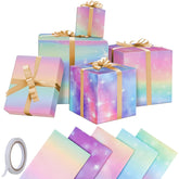Girls Christmas Wrapping Paper, Birthday Wrapping Paper In Gradient Rainbow, Popular Gift Wrapping Papers For Birthday, Wedding, Anniversary, Wedding, Anniversary, Gift Wrapping Supplies - 27.6X19.7 Inch