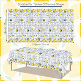 3 Pcs Lemon Tablecloth Disposable Blue Tile Plastic Table Covers Lemon Decor For Baby Shower Italian Themed Party Decorations Supplies 54 X 108 Inch
