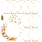 10 Pack Floral Hoop With Stand And 38-Yard Paddle Wire 14 Inch Metal Rings For Diy Centerpiece Table Decorations Crafts Macrame Rings Hoop Wreath Dream Catcher Rings Wedding Christmas Wreaths, Gold