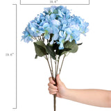 Artificial Flowers Silk Hydrangea Arrangements 1Bouquet With 5 Big Heads Fake Flower Bunch For Women Bedroom Wedding Cabin Decor Diy(Light Blue)
