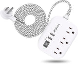 Cruise Essentials Power Strip 3 Outlets 4 USB Ports 5FT Flat Extension Cord White