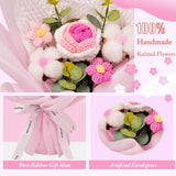 Crochet Rose Flower Bouquet: Handmade Rose Artificial Flowers For Festival Wedding Graduation Anniversary Birthday Home Decor (Pink)
