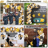 110Pcs Graduation Decorations Class Of 2023 - Black & Gold Balloon Arch Garland Kit - Congrats Grad Decor Supplies (No Air Pump, No Banner)